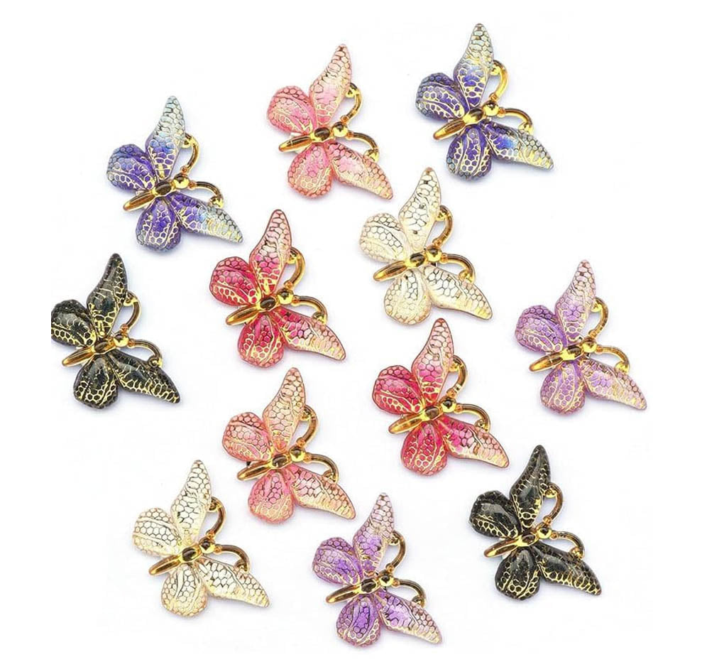 Aoxsie 12pcs Butterfly Charms with Chains