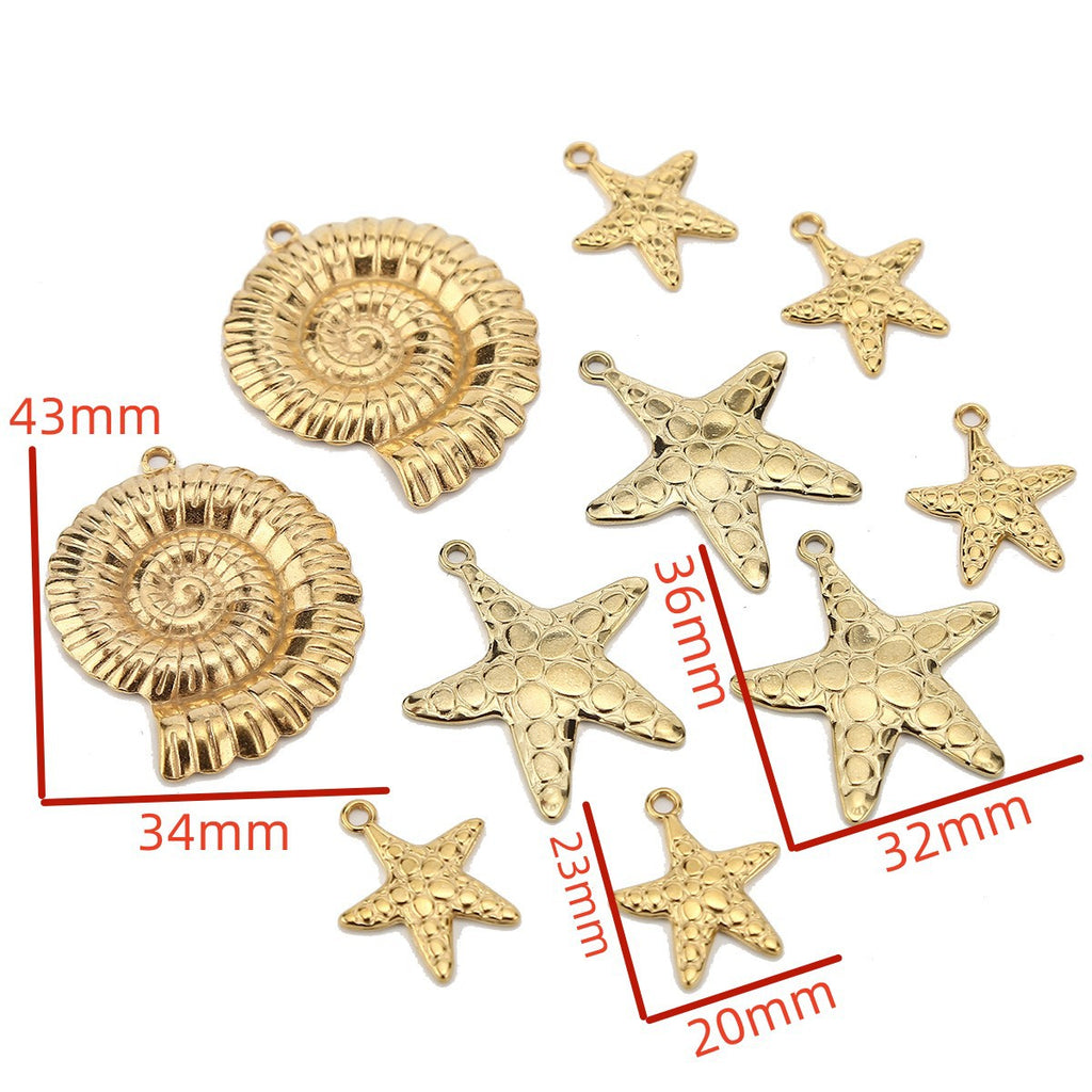 Aoxsie Stainless Steel Conch Starfish  Charms Pendant