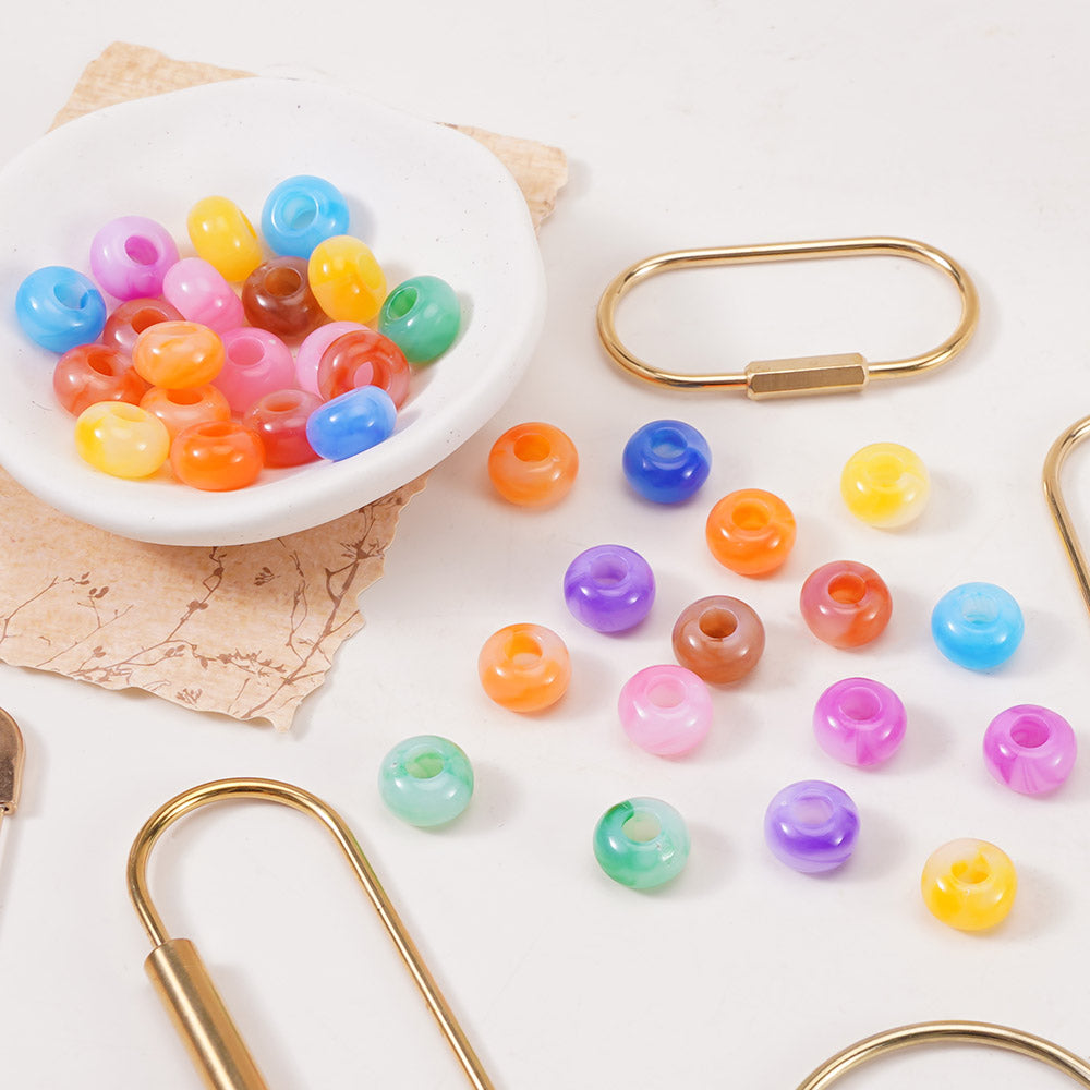 Aoxsie 400pcs 12*8mm Large Hole 5mm Acrylic Beads Mixed Random