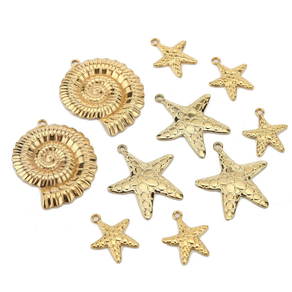 Aoxsie Stainless Steel Conch Starfish  Charms Pendant