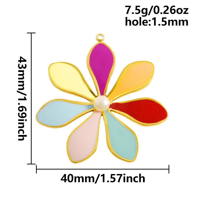 Aoxsie Stainless Steel Flower Charms Pendants