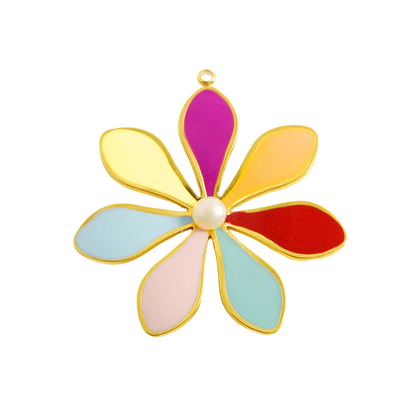 Aoxsie Stainless Steel Flower Charms Pendants