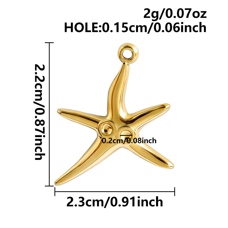 Aoxsie 12pcs Stainless Steel Sea Beach Summer Starfish Turtle Fish Charms Pendant Set