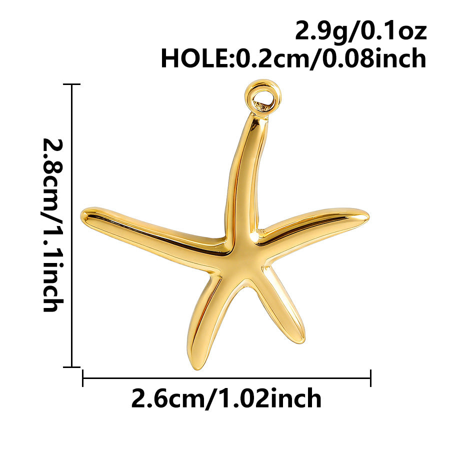 Aoxsie 12pcs Stainless Steel Sea Beach Summer Starfish Turtle Fish Charms Pendant Set