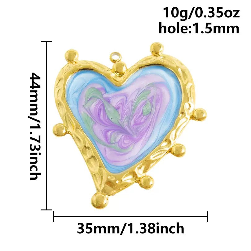 Aoxsie Stainless Steel Blue Heart Charms Pendants