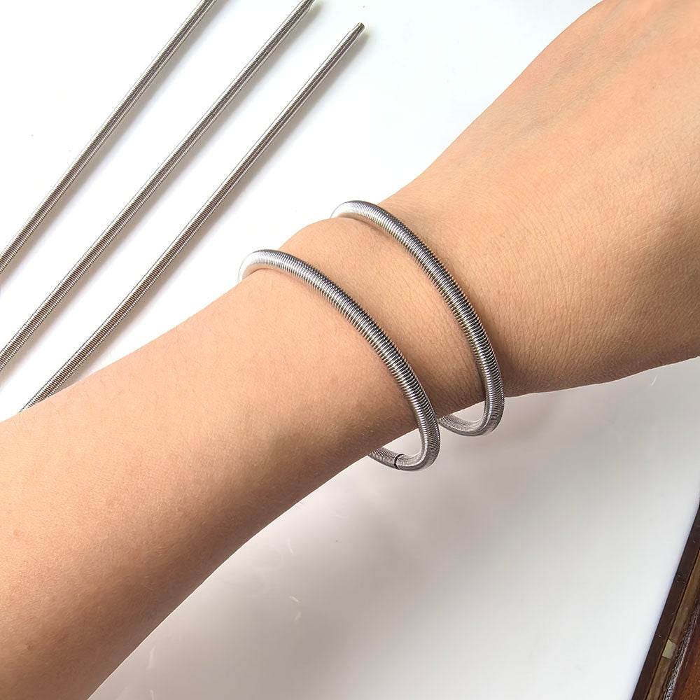 Aoxsie 5pcs Stainless Steel Spring Bracelet for Large Hole Beads Memory Wire Rope