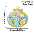 Aoxsie 1pc Stainless Steel Blue Shell Charms Pendants