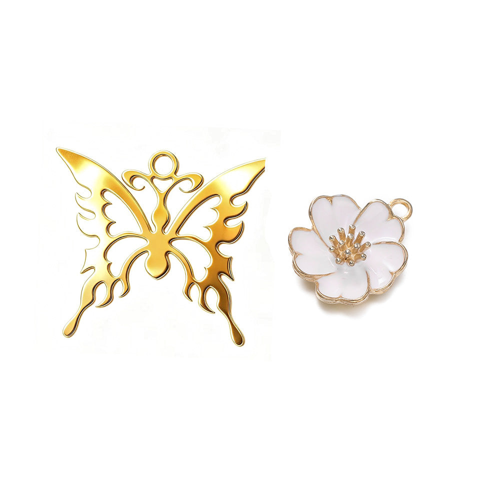 Aoxsie Stainless Steel Butterfly Alloy Flower Charms Pendants