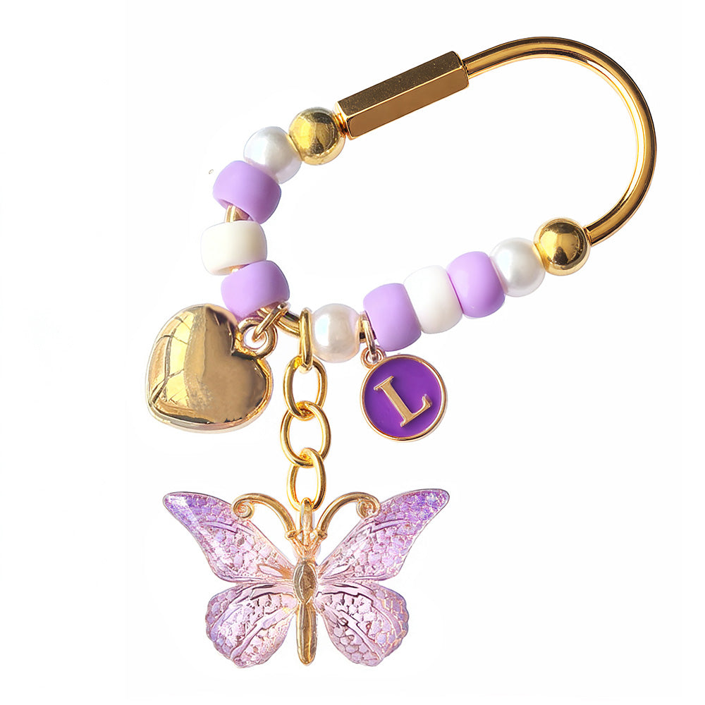 Aoxsie Bag Charm Purple Heart Butterfly L