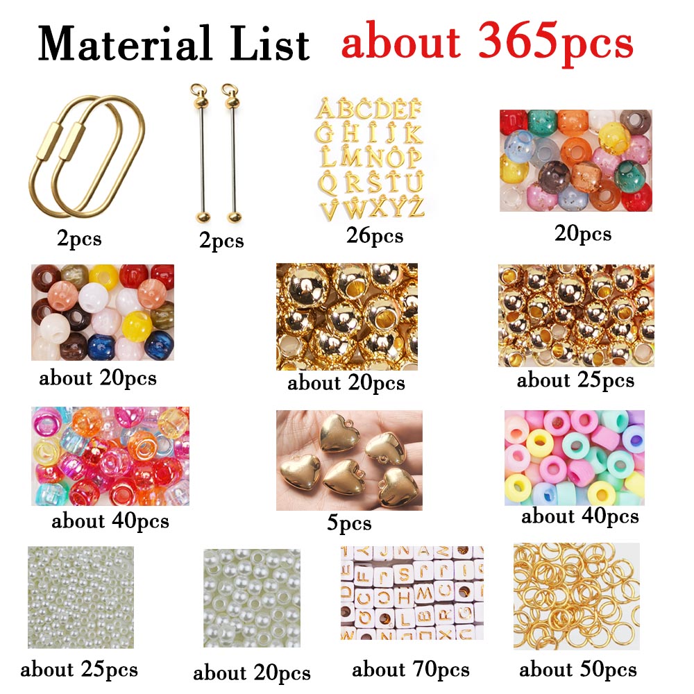 Aoxsie DIY Bag Charm Material Beaded Carabiner Keychain Kit