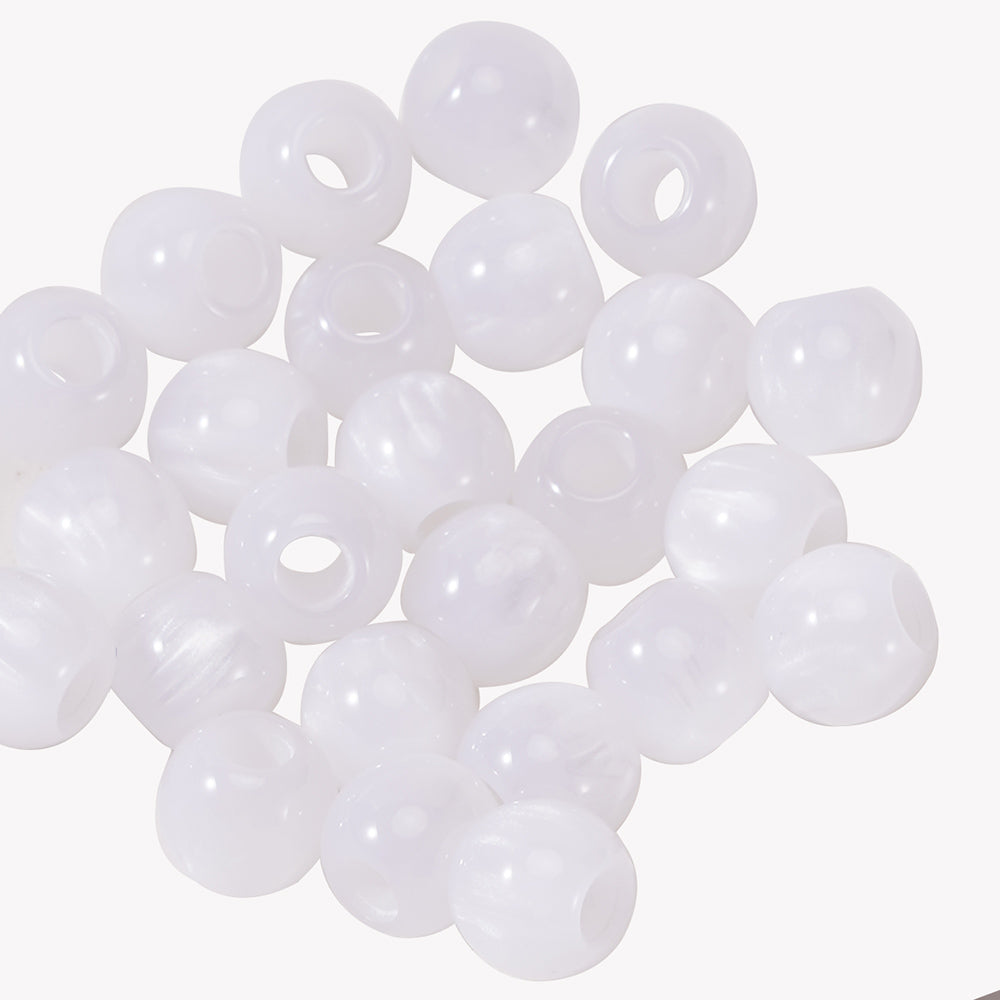 Aoxsie 200pcs 10mm Resin Large Hole 4mm Beads Mixed Random