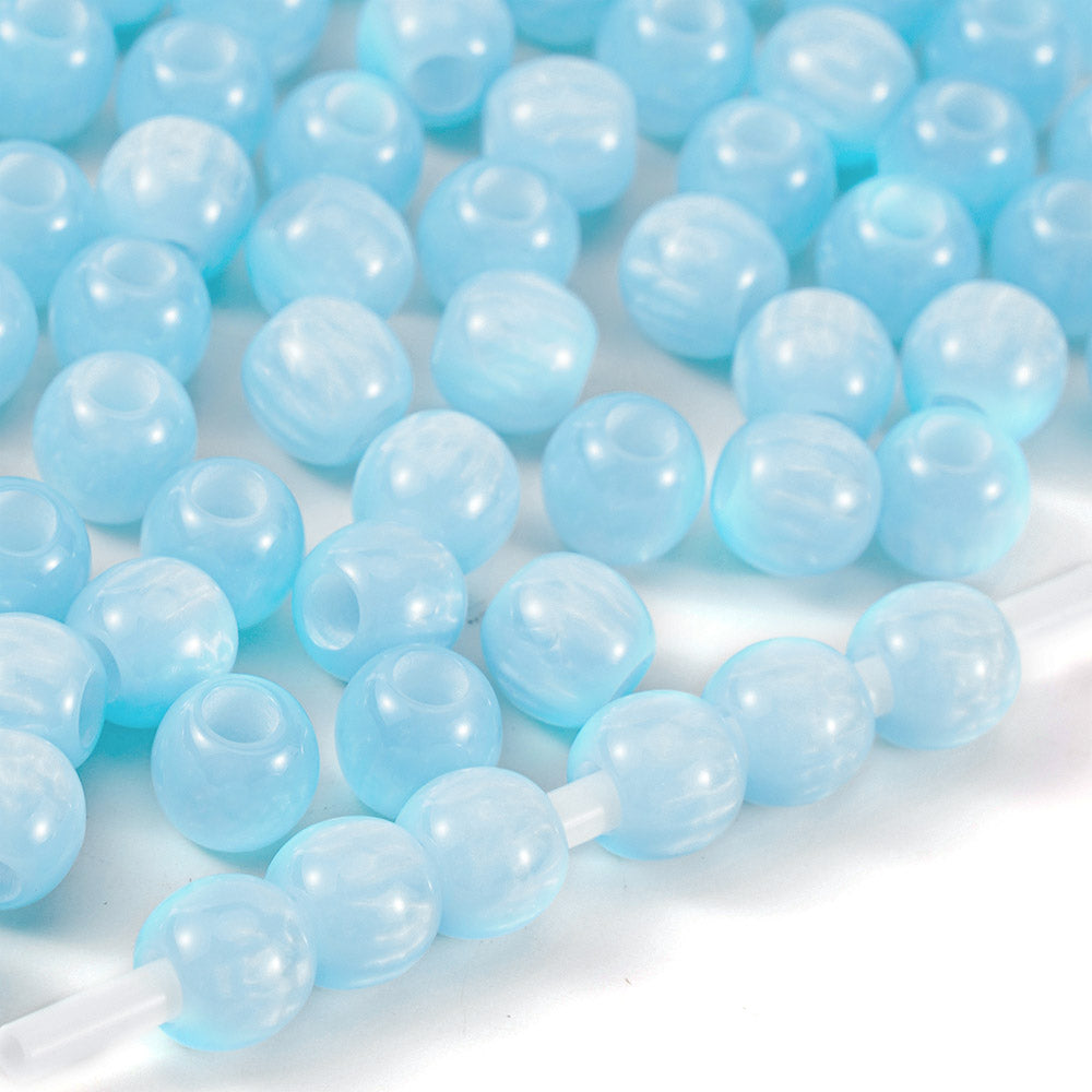 Aoxsie 200pcs 10mm Resin Large Hole 4mm Beads Mixed Random