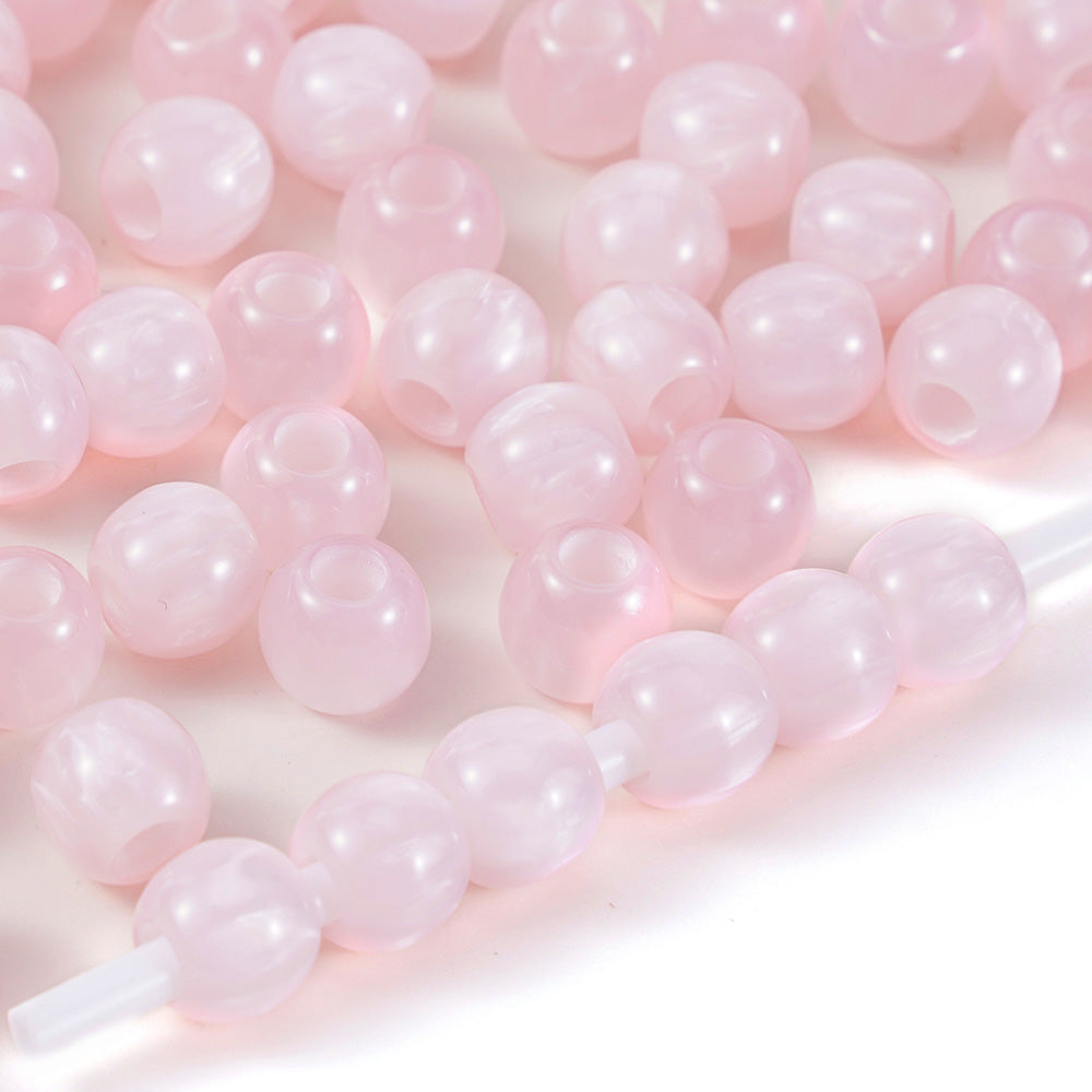 Aoxsie 200pcs 10mm Resin Large Hole 4mm Beads Mixed Random