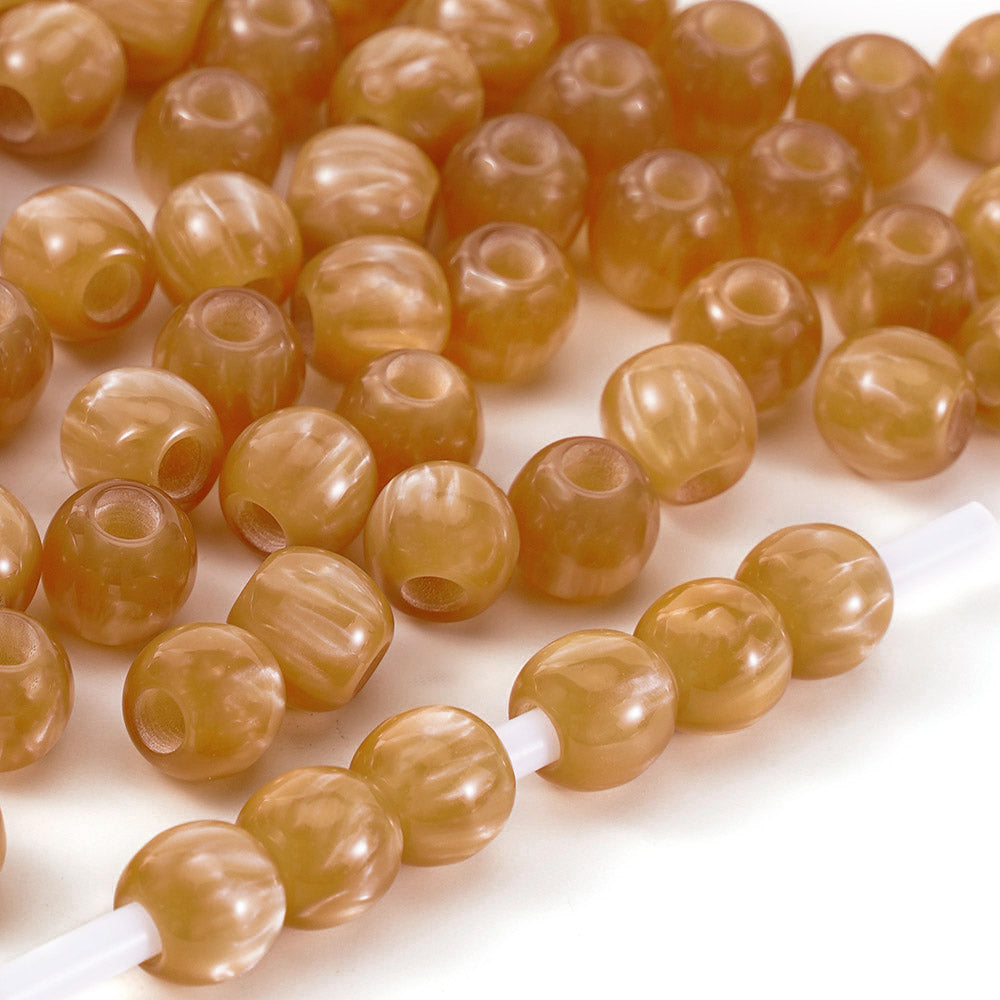 Aoxsie 200pcs 10mm Resin Large Hole 4mm Beads Mixed Random