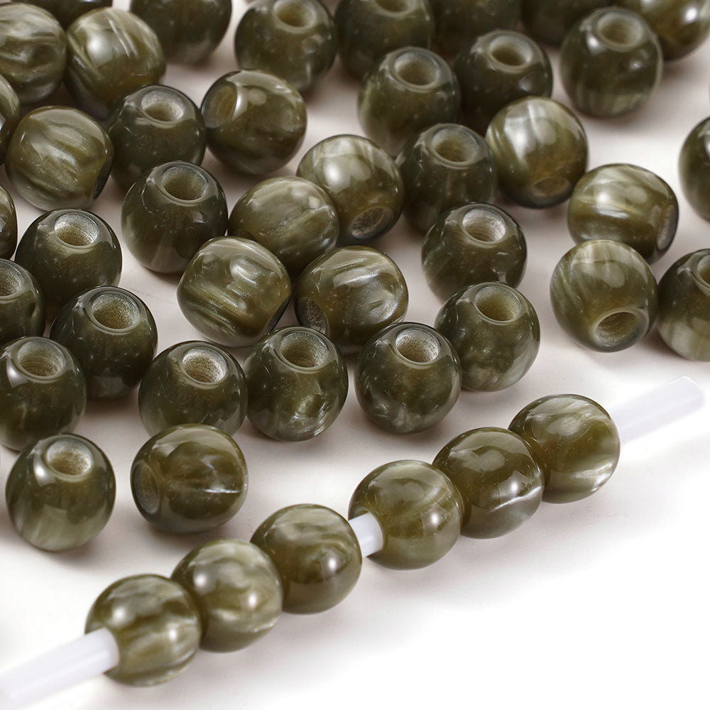 Aoxsie 200pcs 10mm Resin Large Hole 4mm Beads Mixed Random