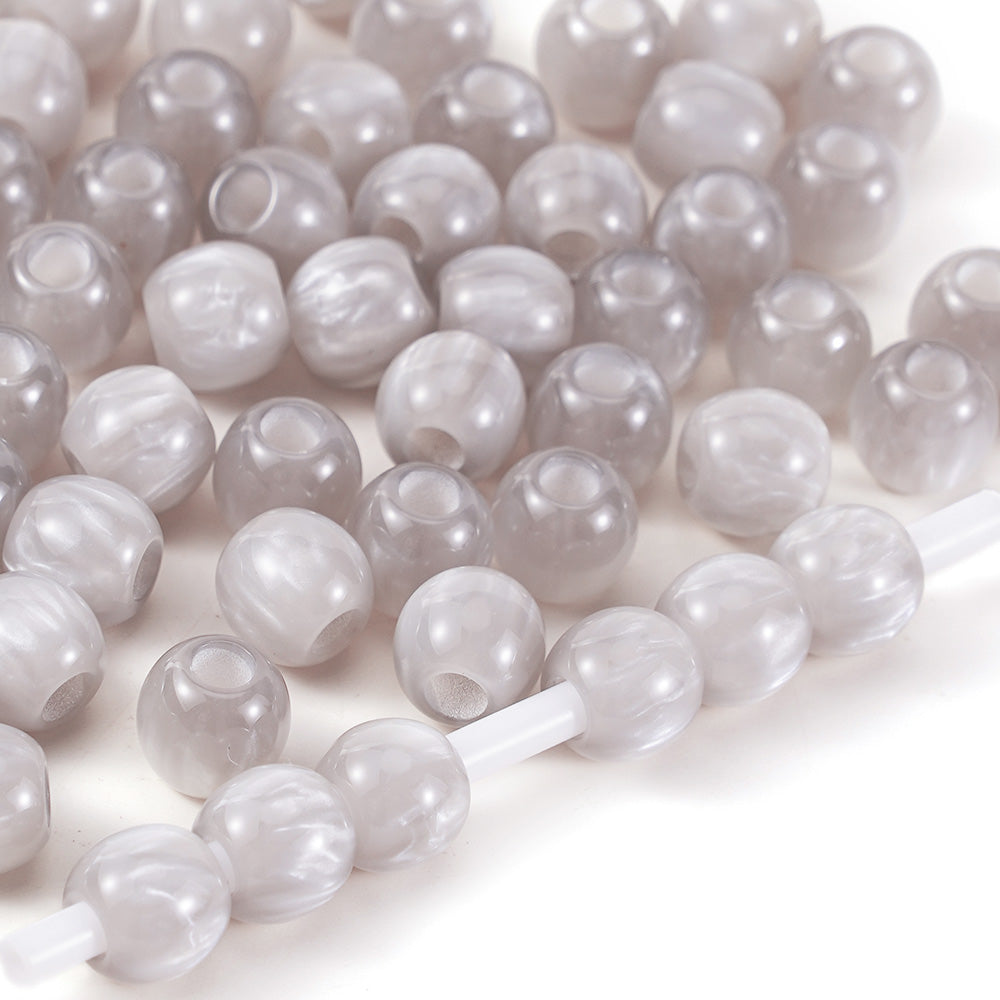 Aoxsie 200pcs 10mm Resin Large Hole 4mm Beads Mixed Random