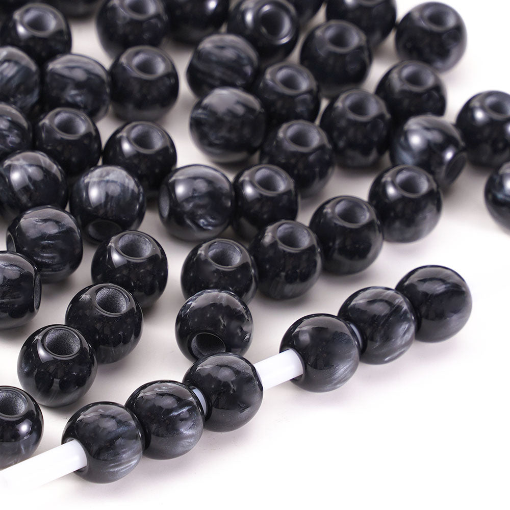 Aoxsie 200pcs 10mm Resin Large Hole 4mm Beads Mixed Random