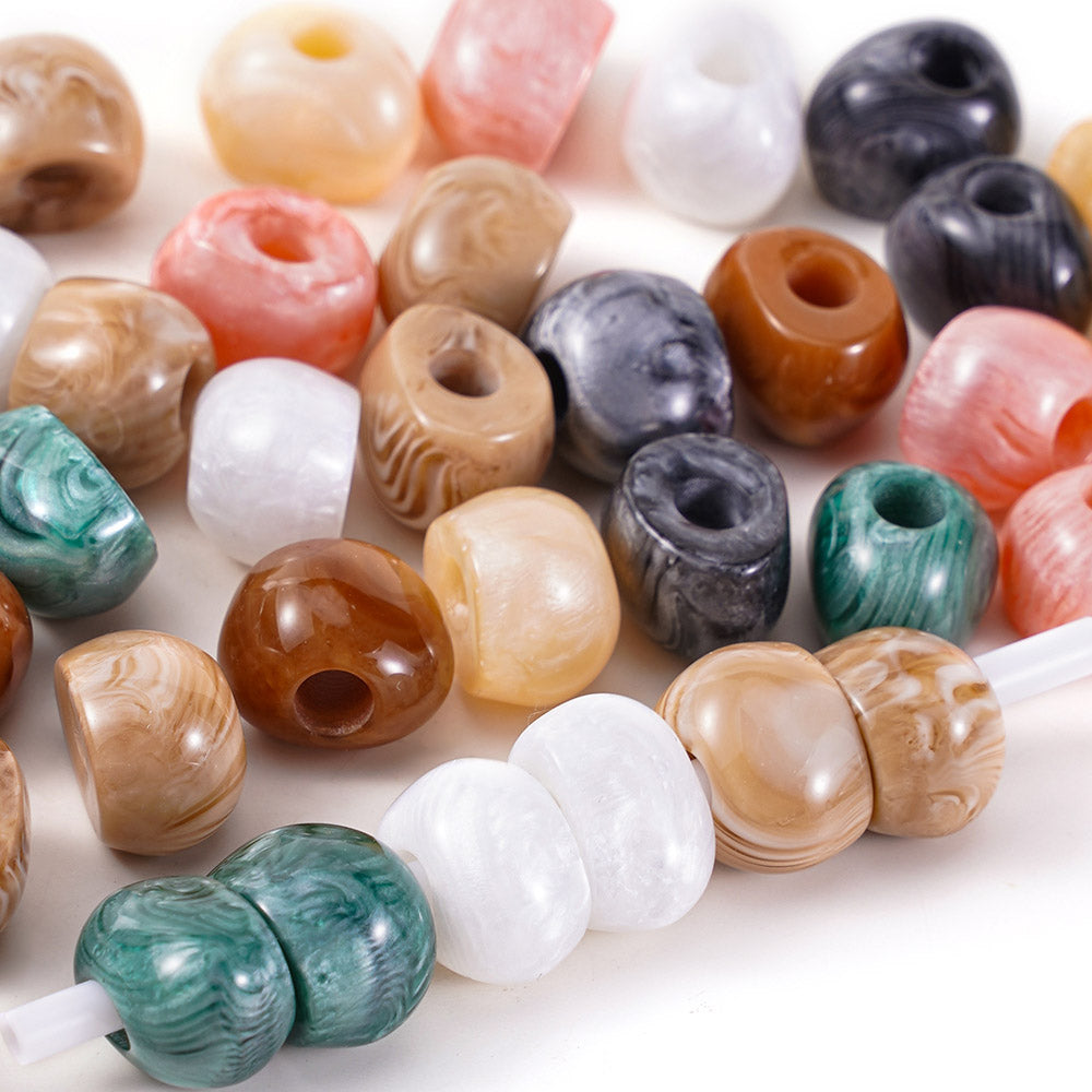 Aoxsie 100pcs Resin Large Beads Large Hole 5mm Mixed Random for Chunky Jewelry