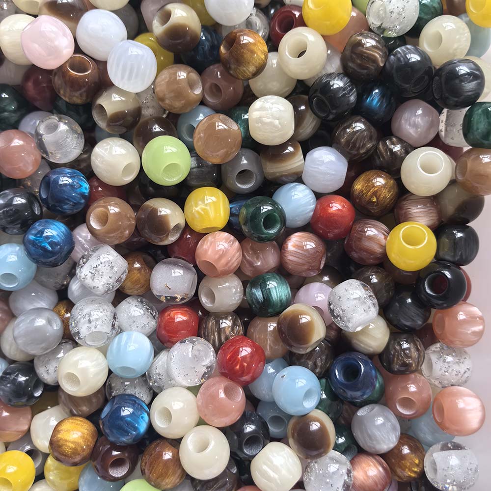 Aoxsie 100pcs Resin Large Beads Big Hole Mixed Random for Chunky Jewelry