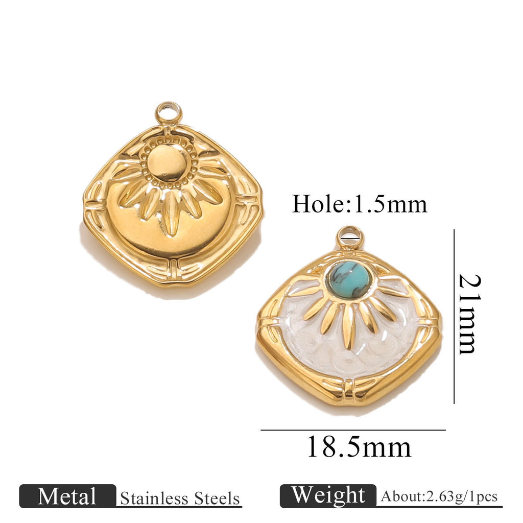 Aoxsie Stainless Steel Flower Charms Pendants