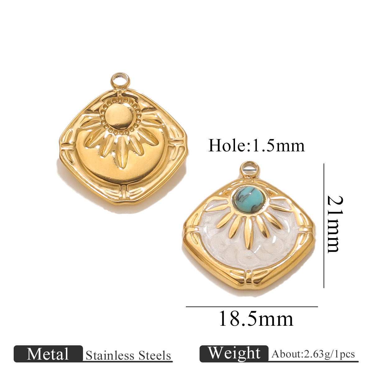 Aoxsie Stainless Steel Flower Charms Pendants