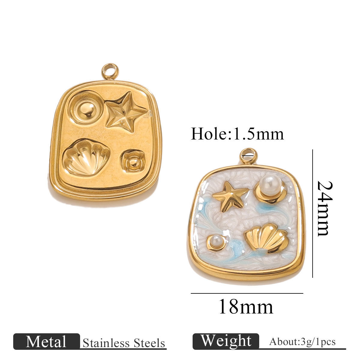 Aoxsie Stainless Steel Flower Charms Pendants