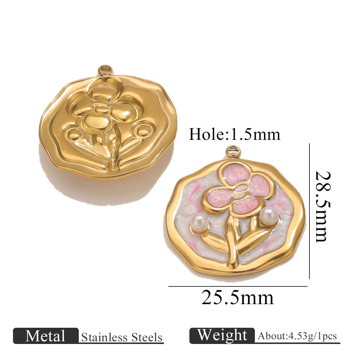 Aoxsie Stainless Steel Flower Charms Pendants