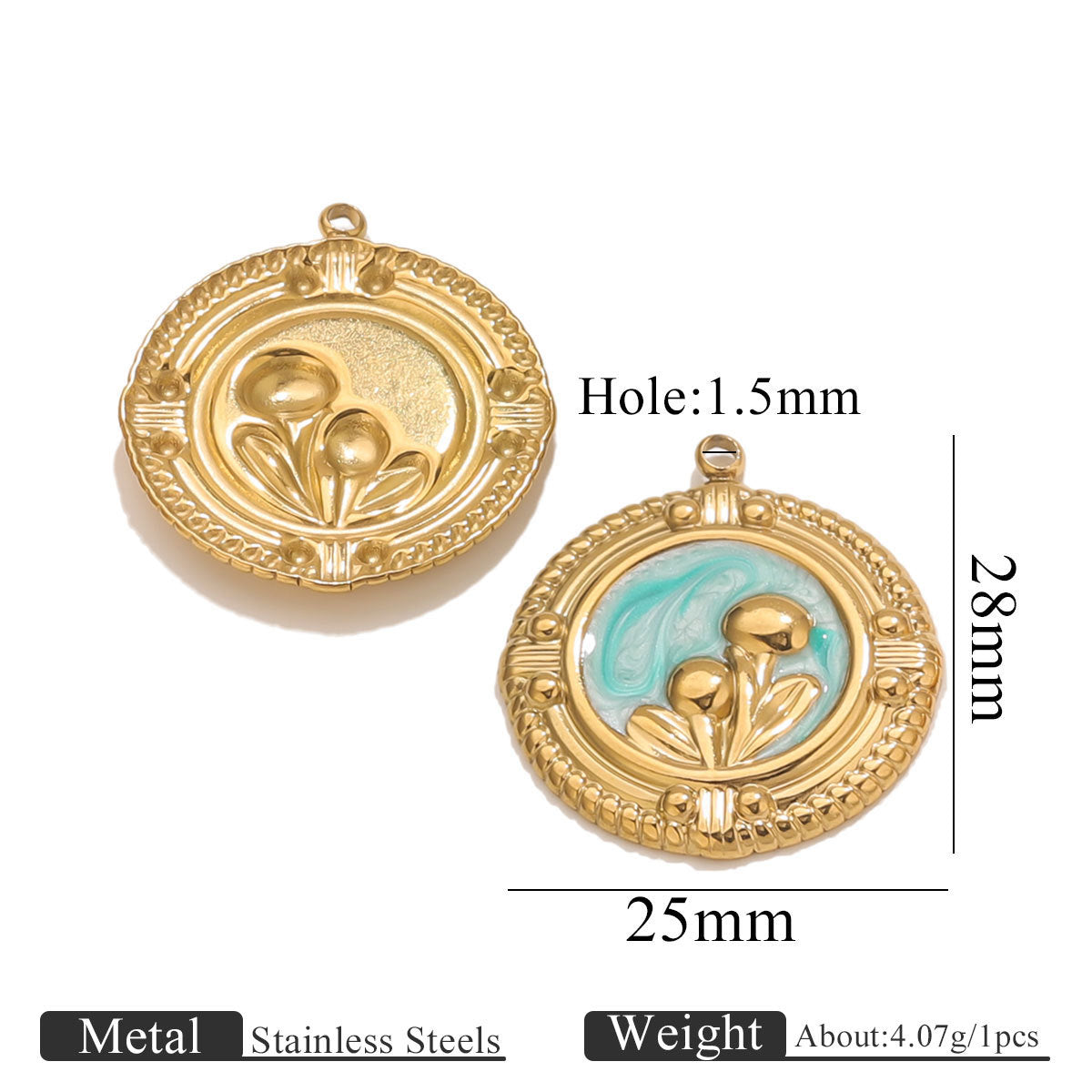 Aoxsie Stainless Steel Flower Charms Pendants