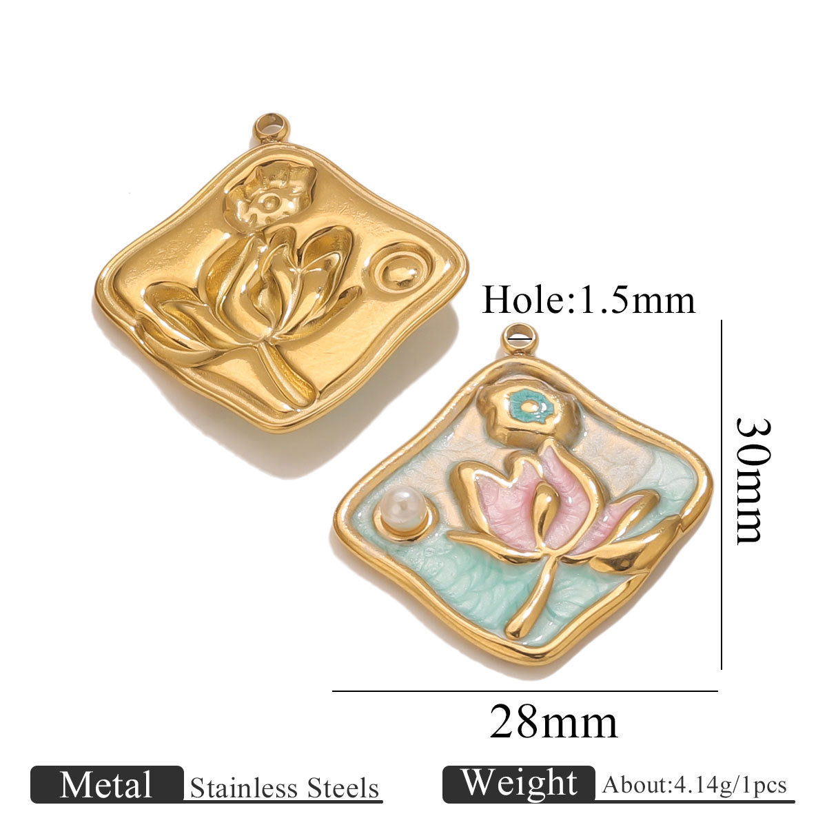 Aoxsie Stainless Steel Flower Charms Pendants