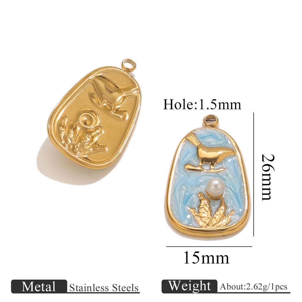 Aoxsie Stainless Steel Flower Charms Pendants