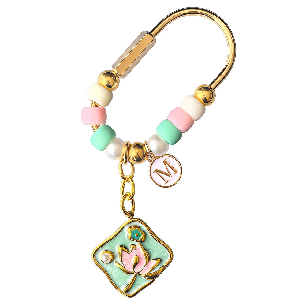 Aoxsie Bag Charm Flower Initial Letter M